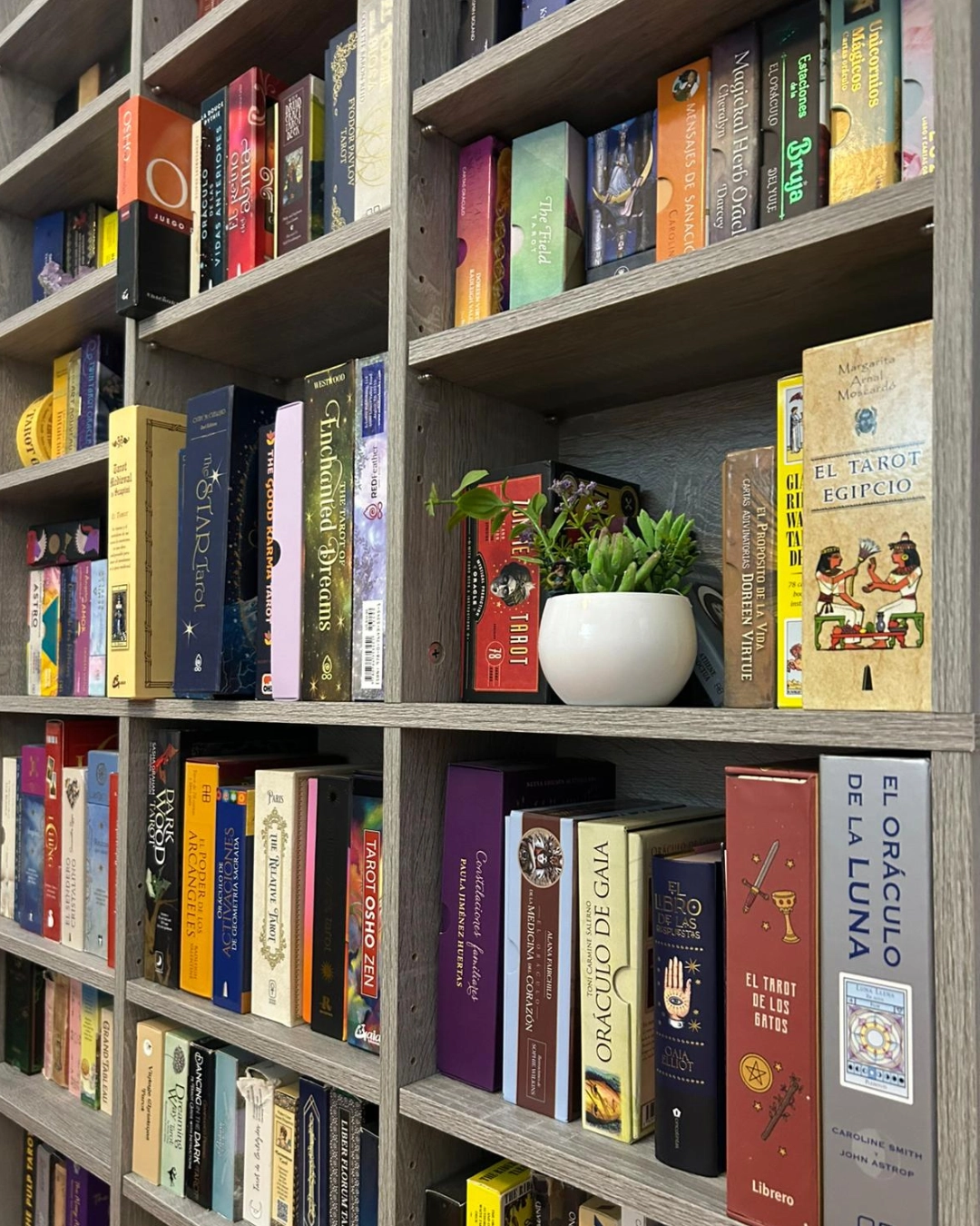 Estantería barajas de tarot vertical